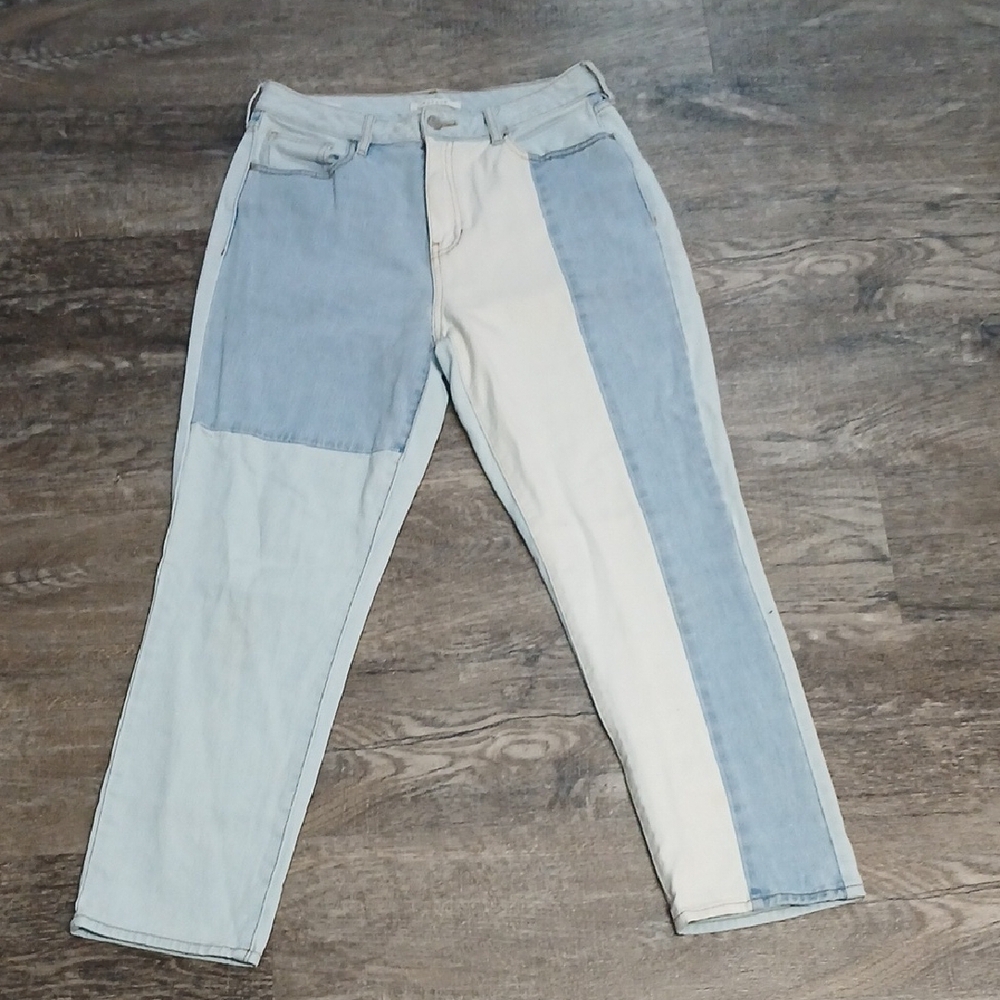 Two-Tone Blue and Cream Women's Jeans